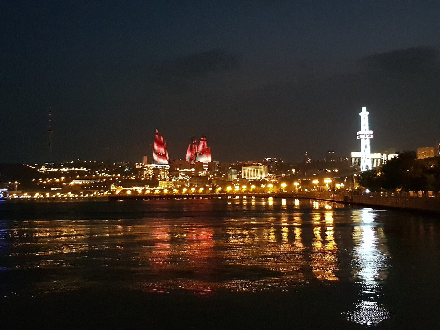 BAKU AT NIGHT .RED TOWERS.באקו בלילה מגדלים באדום, Azerbaijan