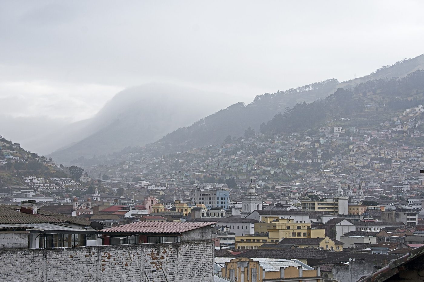 Quito Panorama of the historic center from Casa Bella Vista 01, Ecuador