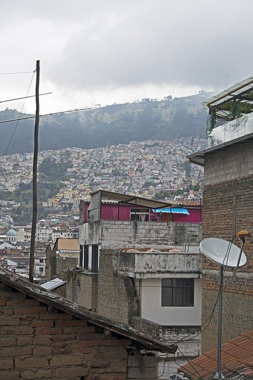 Quito Panorama of the historic center from Casa Bella Vista 03, Ecuador