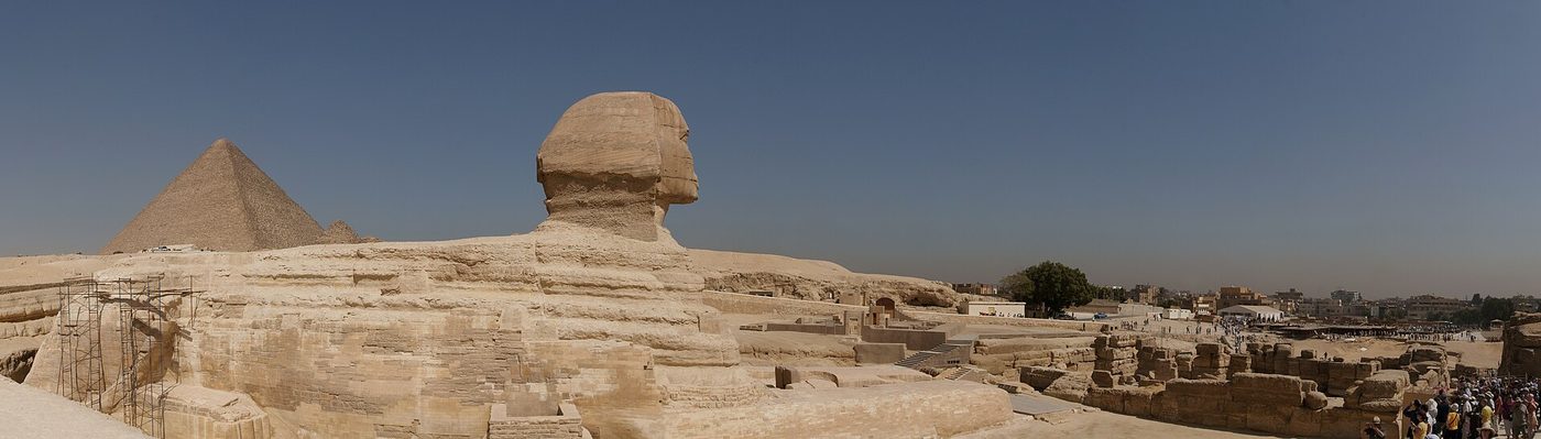 Sphinx and the Great Pyramid of Giza panorama, Egypt