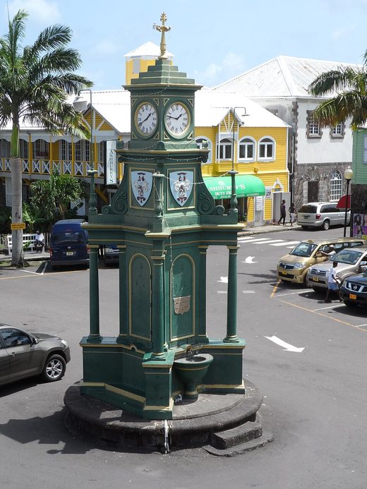 Clock tower The Circus from Ballahoo, Saint Kitts and Nevis