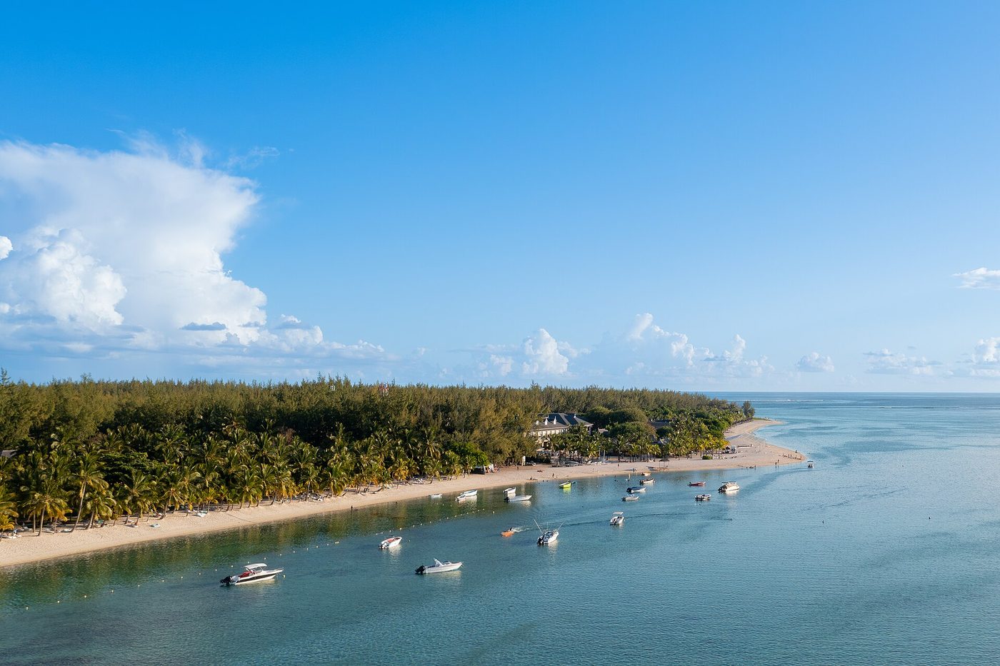 Aerial view of yachts at Le Morne Beach in Mauritius (53696879662), Mauritius