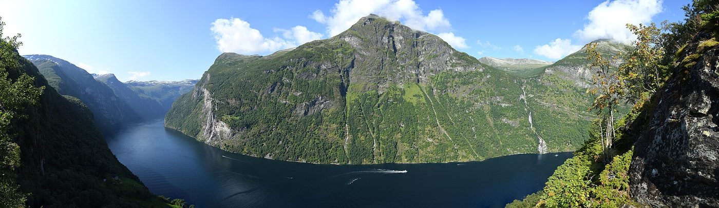 Panorama of Geirangerfjord from Skagefla, Norway