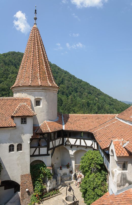 Bran castle courtyard round tower, Romania