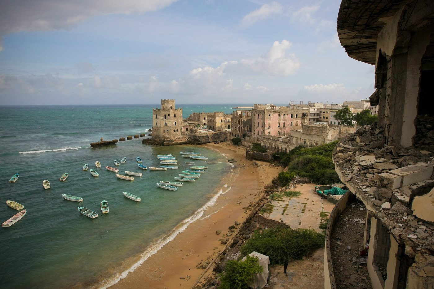 View of Mogadishu fishing harbour from the Aruba Hotel 2012, Somalia